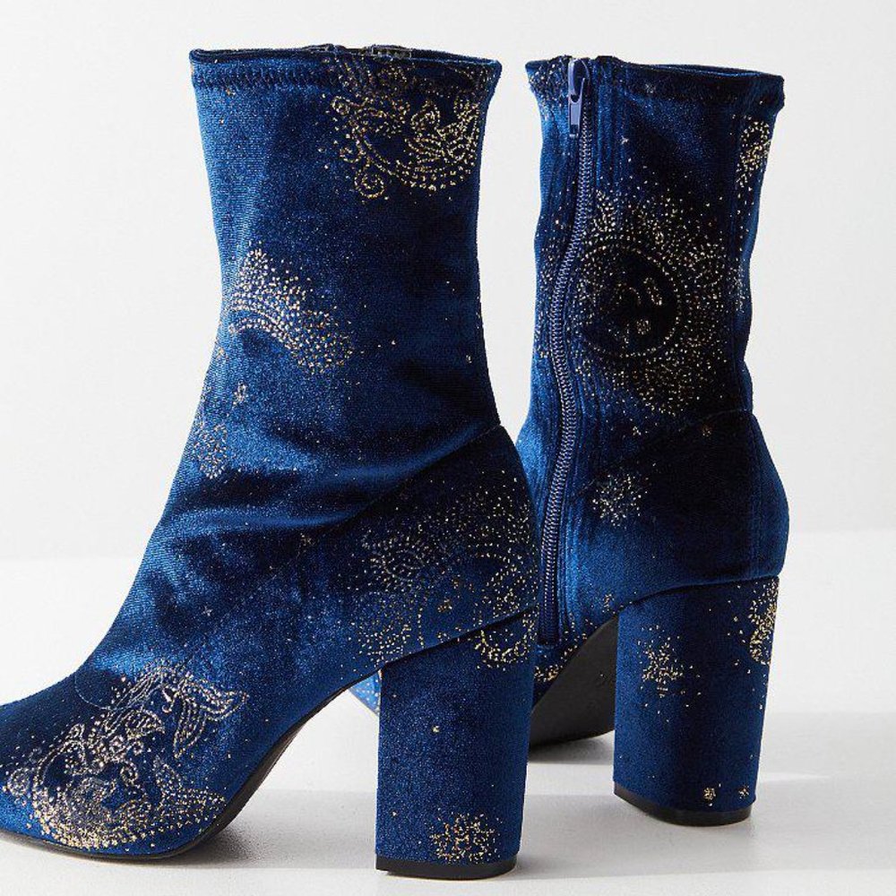 Urban outfitters blue celestial glove boot heels